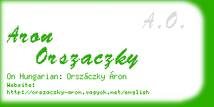 aron orszaczky business card